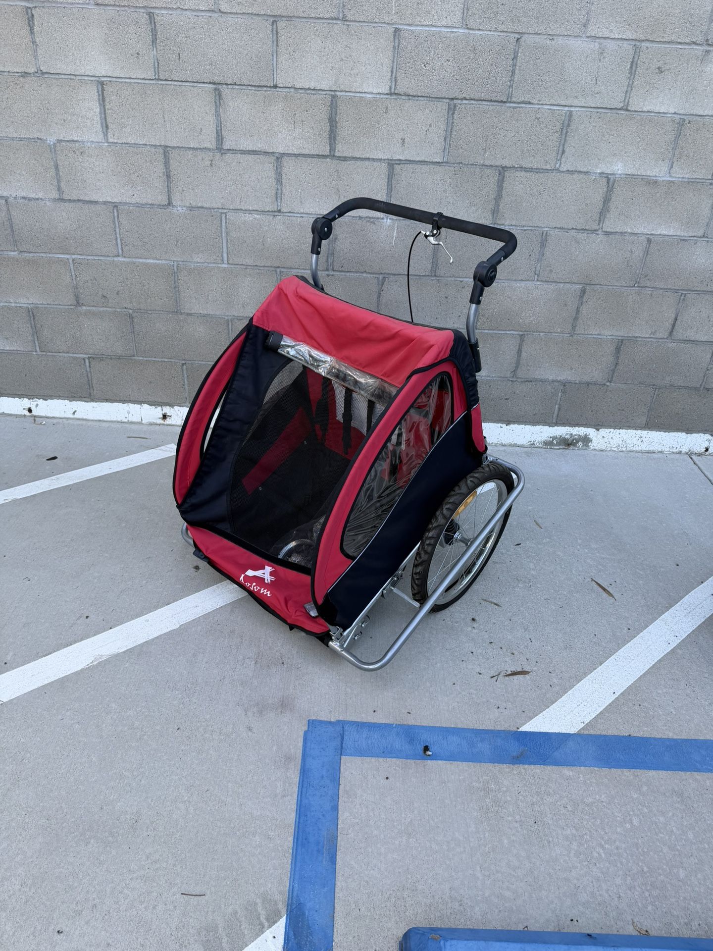 Double Baby Bike Trailer Stroller Bicycle Jogger Swivel Wheel Shock Absorption