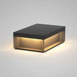 Black Pillar Lamp, 11.81” Square, Outdoor Post, Hardwired Light