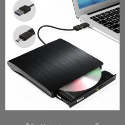 External DVD Drive USB 3.0 Type-C CD Burner Portable CD +/-RW Drive DVD Player For ROM Rewriter Burner Compatible With Laptop Desktop PC Windows MacBo