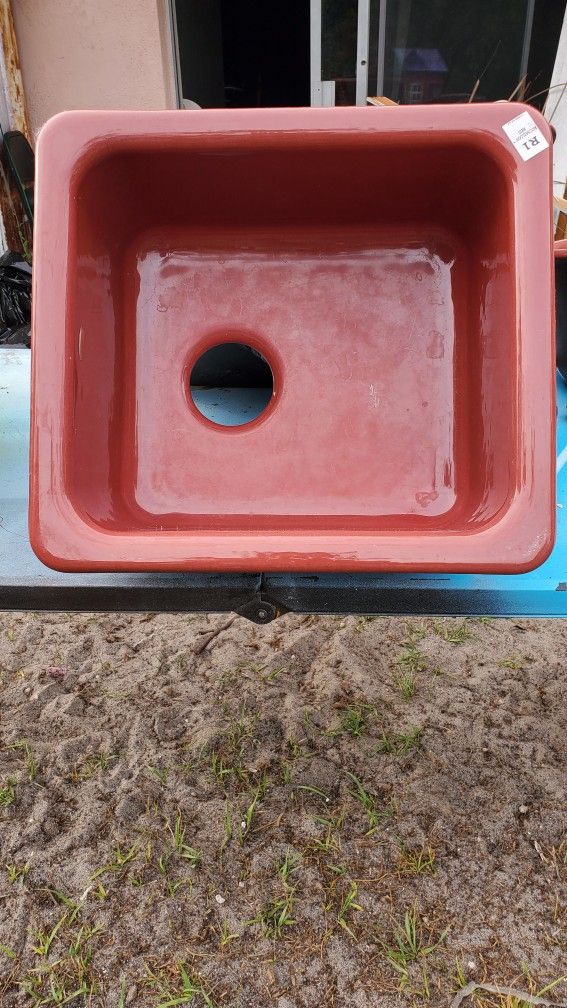 Iron Cast Sink , 3 Sizes, 4 Sinks, Roussillon Red