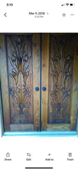 Carved Wood Entry Double Doors
