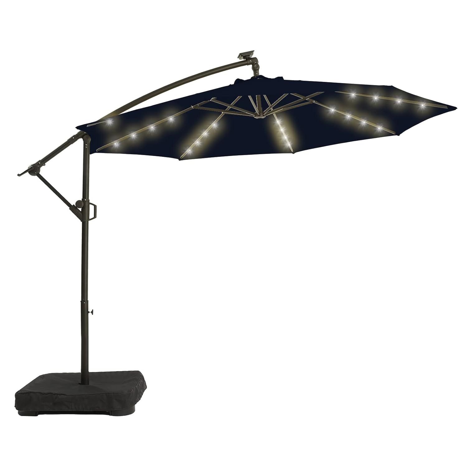 10ft Solar LED Light Cantilever Umbrella (Base included)