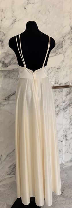 Vintage NADINE Ivory Satin Maxi Dress ILGWU Union Made USA Spaghetti Strap Gown