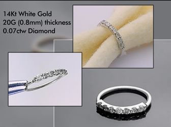 Diamond Nose Ring 14k Gold White .8mm
