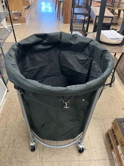 SONGMICS 190L Laundry Basket Cart Steel Frame Removable Bag w/ Wheels - Black