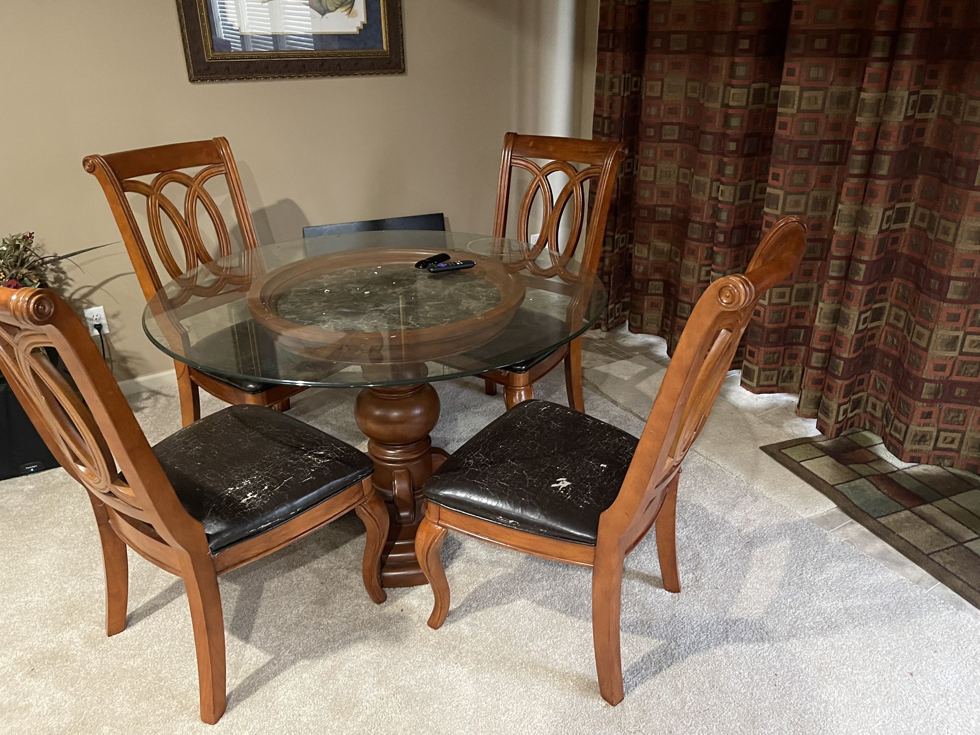 Glass Table And 4 Chairs
