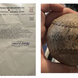 Babe Ruth Autographed Softball With Inscription
