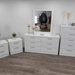 Juego de Muebles(Comoda con Espejo, Gabetero y Dos Mesitas De Noche)⭐️Furniture Set(Dresser whit Mirror, Chest and Two Nightstands)