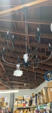9-Light Black Metal Candle-Style Chandelier