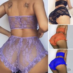 Sexy Woman Lace Tulle Lingerie Set