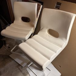 White Leather Bar Stool Chairs