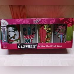 A Christmas Story Glassware Set of 4 16 oz Glasses Silver Buffalo Drinking Glass