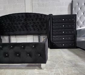 Premium quality 4pcs black bedroom set