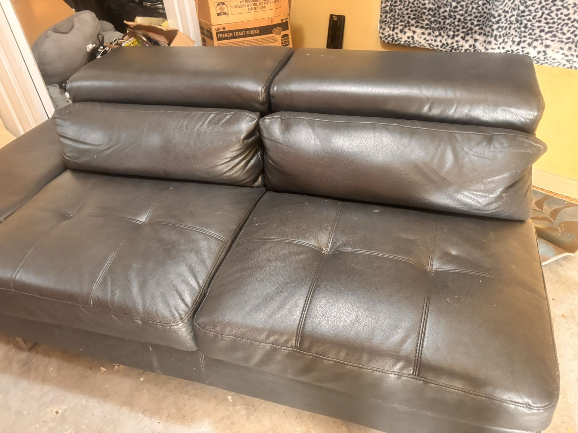 Black 3 Piece Sectional $650 W 10 13 FLUFFY PILLOWS $700