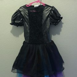 Size 6 Girls Black Unicorn Halloween Costume w/blue/purple tutu+headband