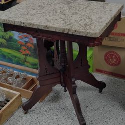 Vintage Victorian Marble Top Stand Table 