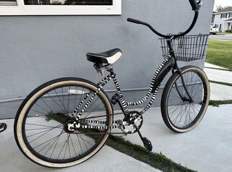 Schwinn customized zebra print beach cruiser 