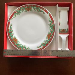 Tienshan Traditions Christmas Two Piece Cake Plate
