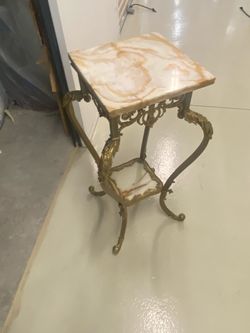 Vintage Brass & Marble Stand