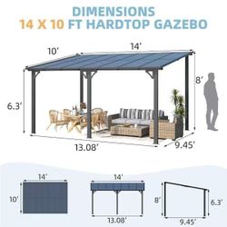 ❤️‍🔥 14 ft. x 10 ft. Dark Gray Aluminum Patio Cover$390