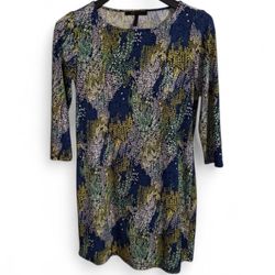 BCBGMaxazria Green/Blue Noely Floral Knit City Mini Shift Dress Sz S $158