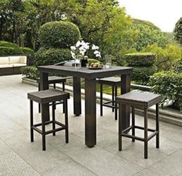 Outdoor Wicker Bar Height Table Only (No Chairs)