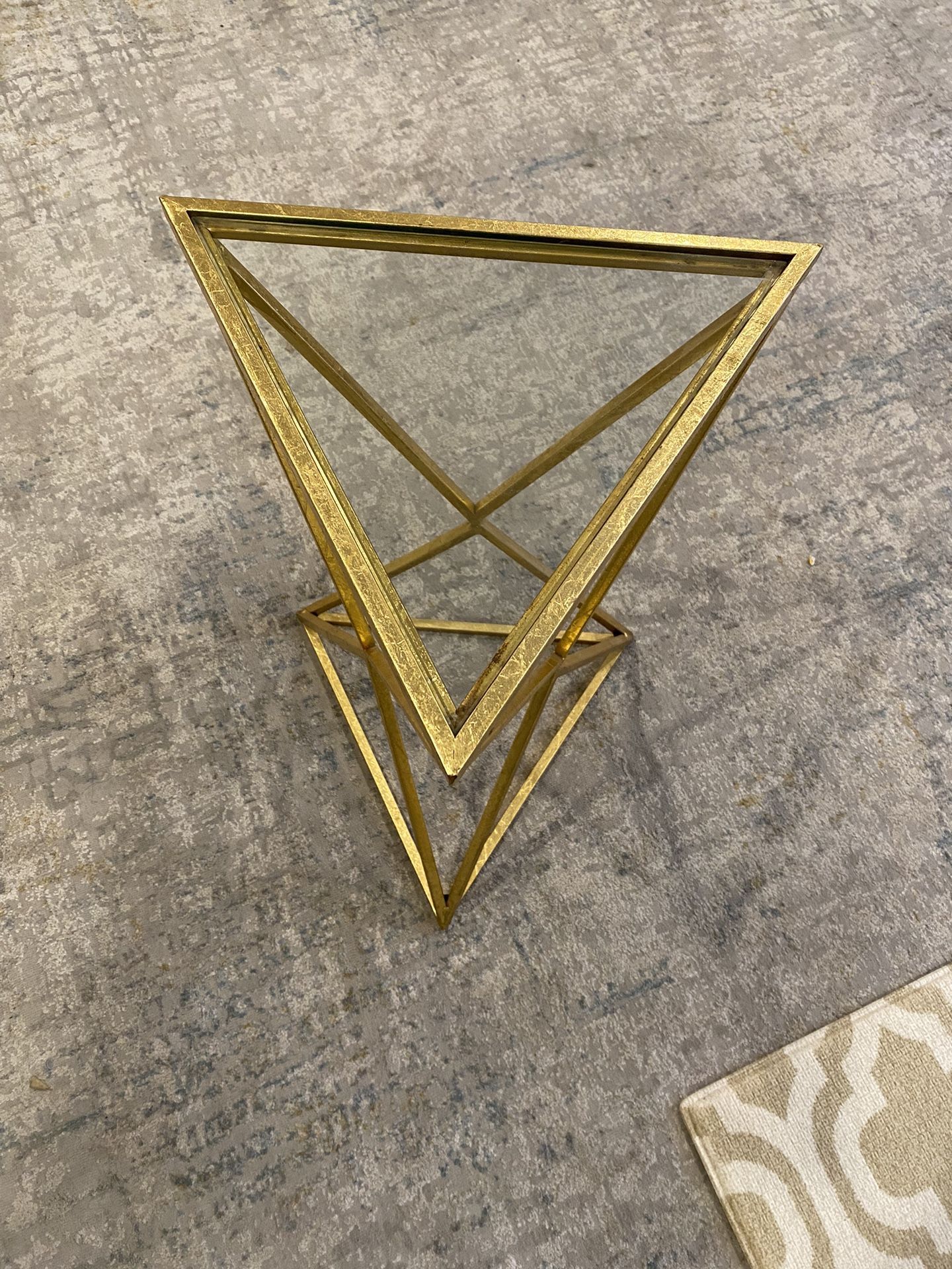Vintage Gold Triangle Side Table