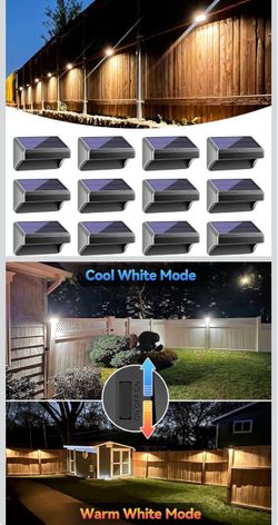 Solar Fence Lights Warm White & White, Solar Outdoor Wall Lights, by Bridika