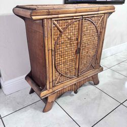 MID-CENTURY BAMBOO CABINET 29.5”Lx11”Wx30”H