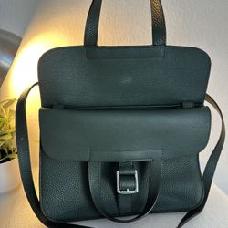 Premium Genuine Leather Cross Body Handbag Olive Green made in Korea
