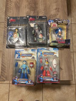 Various Action Figures - Zelda, Sonic, Mega Man