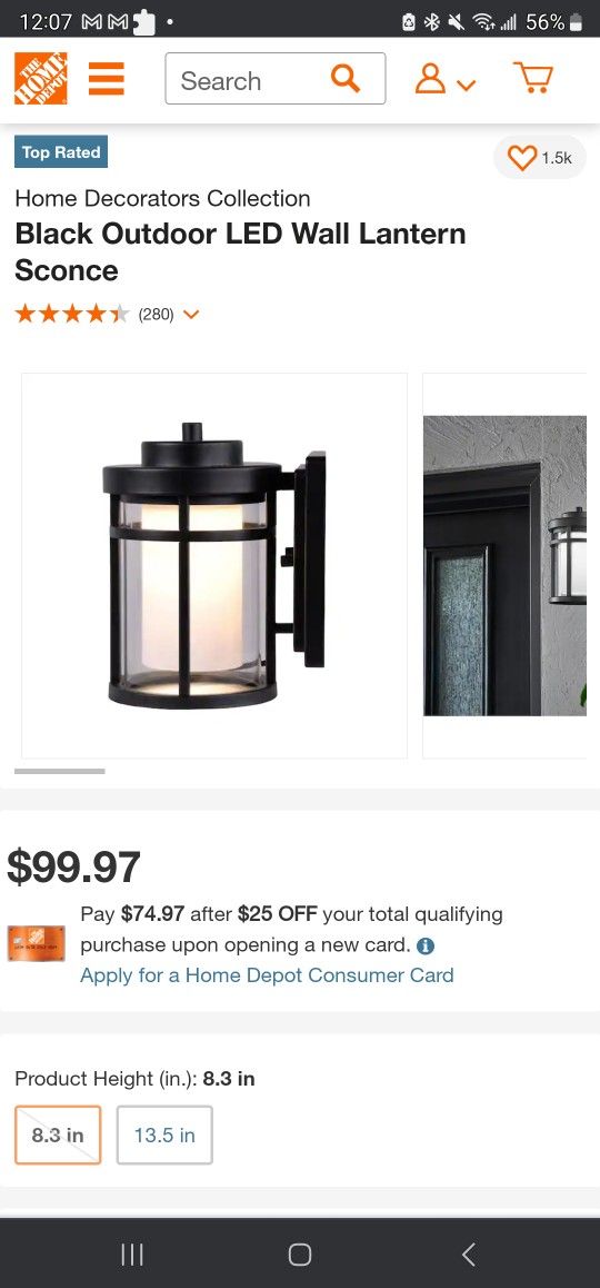 Black Outdoor LED Wall Lantern Sconce