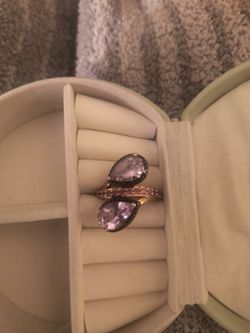 Rose de France Stone Rhodolite Garnet -Size 8 Ring Gold Rose 