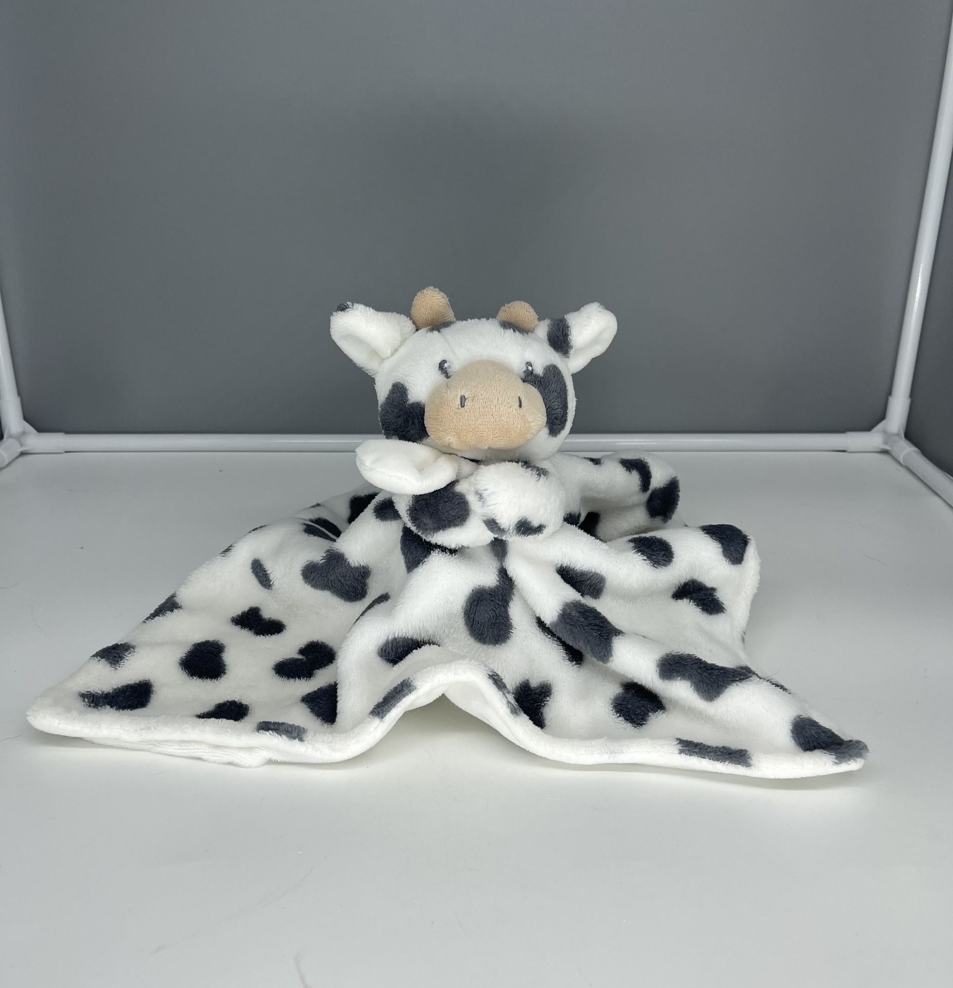 Carters 2020 Cow Black and White Baby Infant Lovey Security Blanket 14" Sides