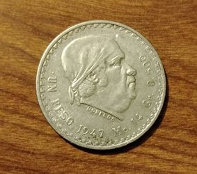 1947 Mexican Mexico Morelos Silver coin