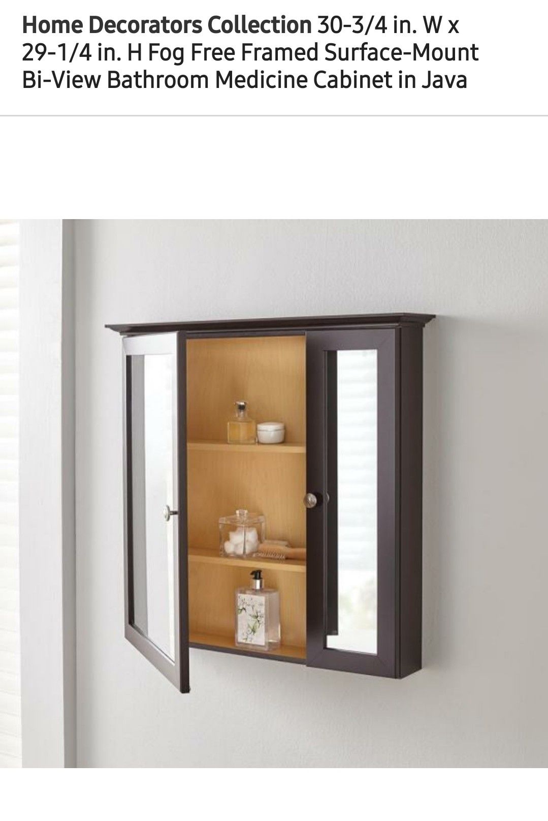 New Home Decorators Fog Free Framed Medician Cabinet, Retail $100!!! - $50 (