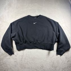 Nike Sportswear Phoenix Fleece Women's M Black Oversized CrewNeck Sweater #2471