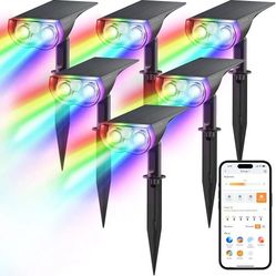 Linkind Smart Solar Lights Outdoor SL5, Color Changing Solar Spotlight for Christmas Decorations, APP Control Landscape Lights, IP65 Solar Spot Lights