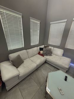 White Leather Sectional Sofa