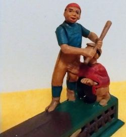 Reproduction Cast Iron Hometown Battery Mechanical Toy Bank