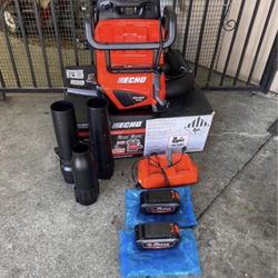 ECHO eFORCE 56V 195 MPH 795 CFM Cordless Battery Backpack Blower w/Tube Throttle & (2) 5.0Ah Battery