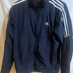 Adidas Dark Blue 3 stripe zip front track Lightweight jacket windbreaker Mens Size Small Used Good Condition $30 Meet Up In Irving @dfwgoods 