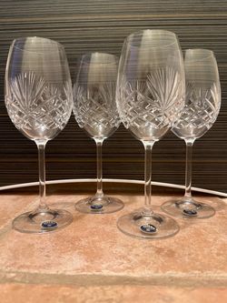 8 Bohemia Czech Lead Crystal Wine Glasses – 24% PbO Hand Cut