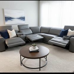 Brand New Karson Leather Power Reclining Sectional w/ Power Headrests