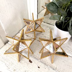 Vintage Style Gold Mirrored Star Trio Starburst MCM Retro Vibe Home Decor Accent