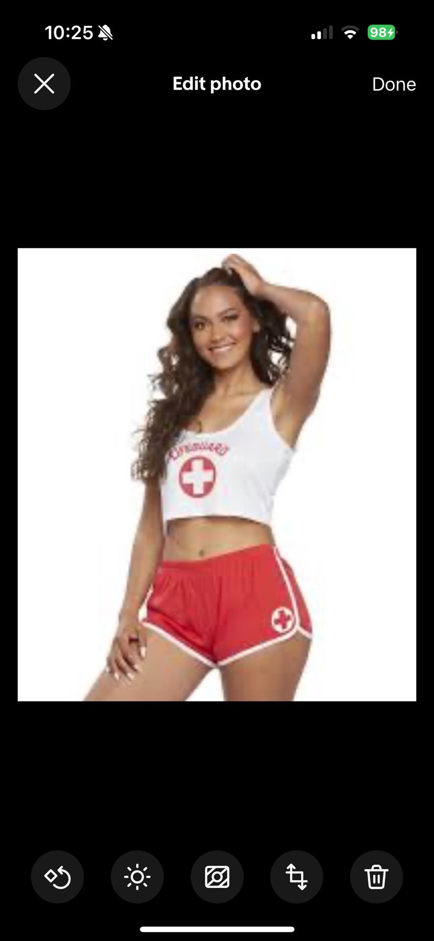 Lifeguard Babe L/XL (10-14) women’s Adult Size Halloween Costume Red/white, new seal bag, made in China, 2 piece set, shorts and shirt, brand modern h