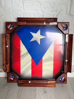 Puerto Rico Flag Wooden Domino Table