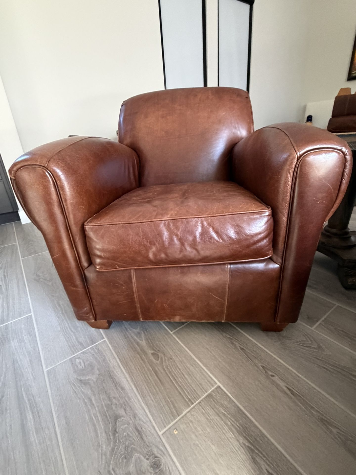Bauhaus Genuine Leather Chair/Ottoman