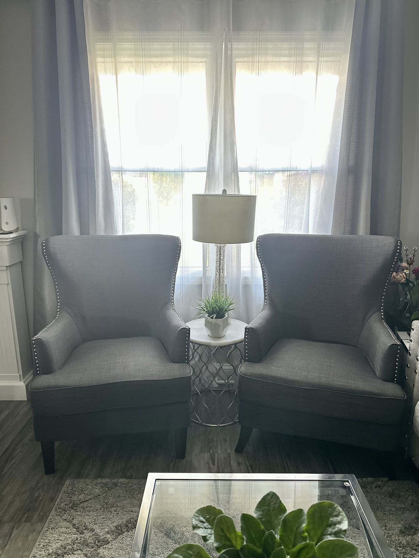 Two Gray Accent Chairs $375