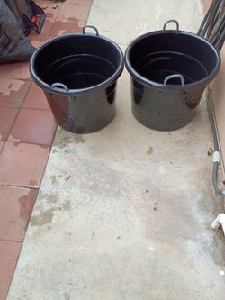 Large Black Plastic Tubs with Rope Handles – Set of 2